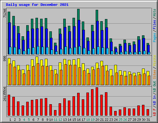 Daily usage for December 2021